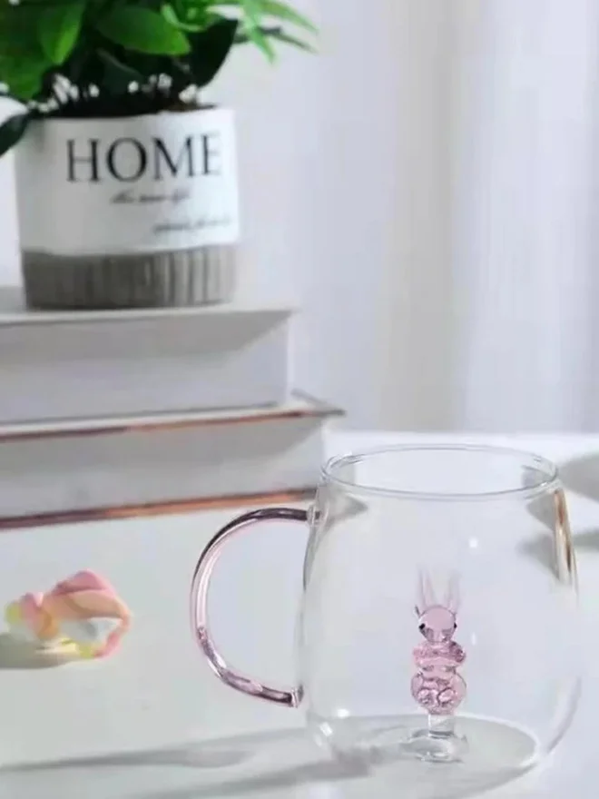 1 تشيس 1CHASE Borosilicate 3D Coffee Cup with Handle 300ml, Rabbit